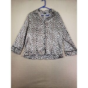 Boudoir‎ Shirt Womens Medium Multicolor Animal Print Long Sleeve Collard Stylish